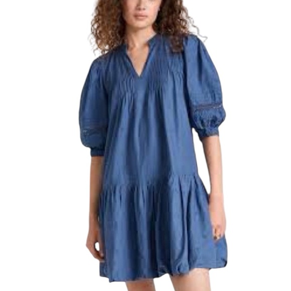 Sea New York Dresses & Skirts - Sea New York Loren Tunic Dress Blue Embroidered Cotton Size L Yacht Wife